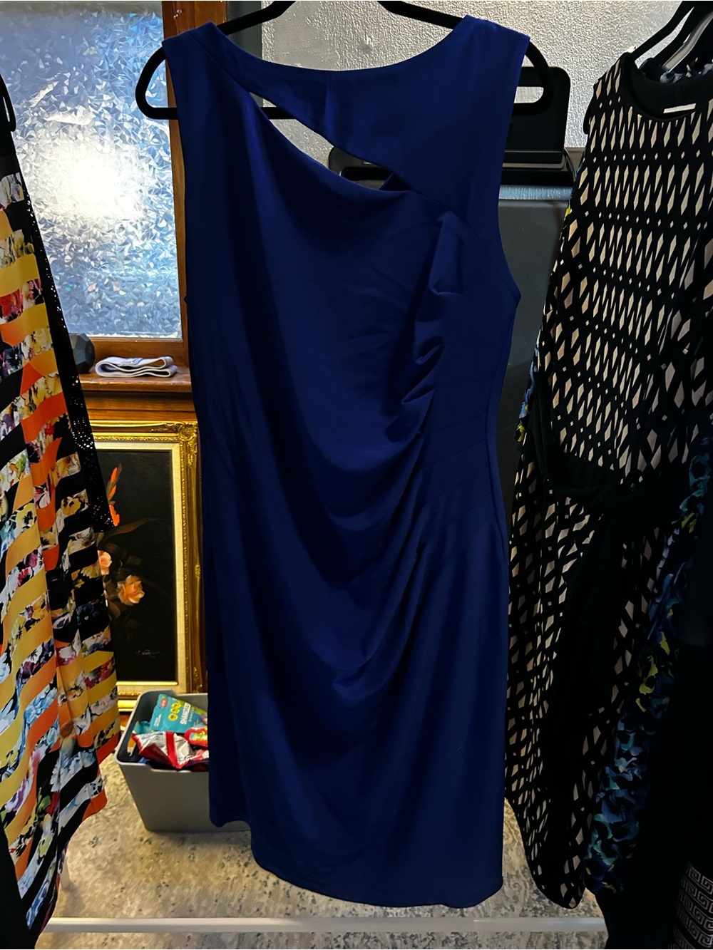Joseph Ribkoff Sleeveless Royal Blue Draped Dress